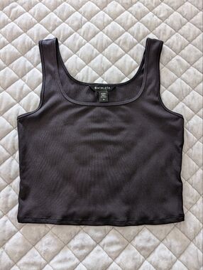 LIKE NEW Athleta Signature Rib Square Neck Crop Tank, Black, Size Medium